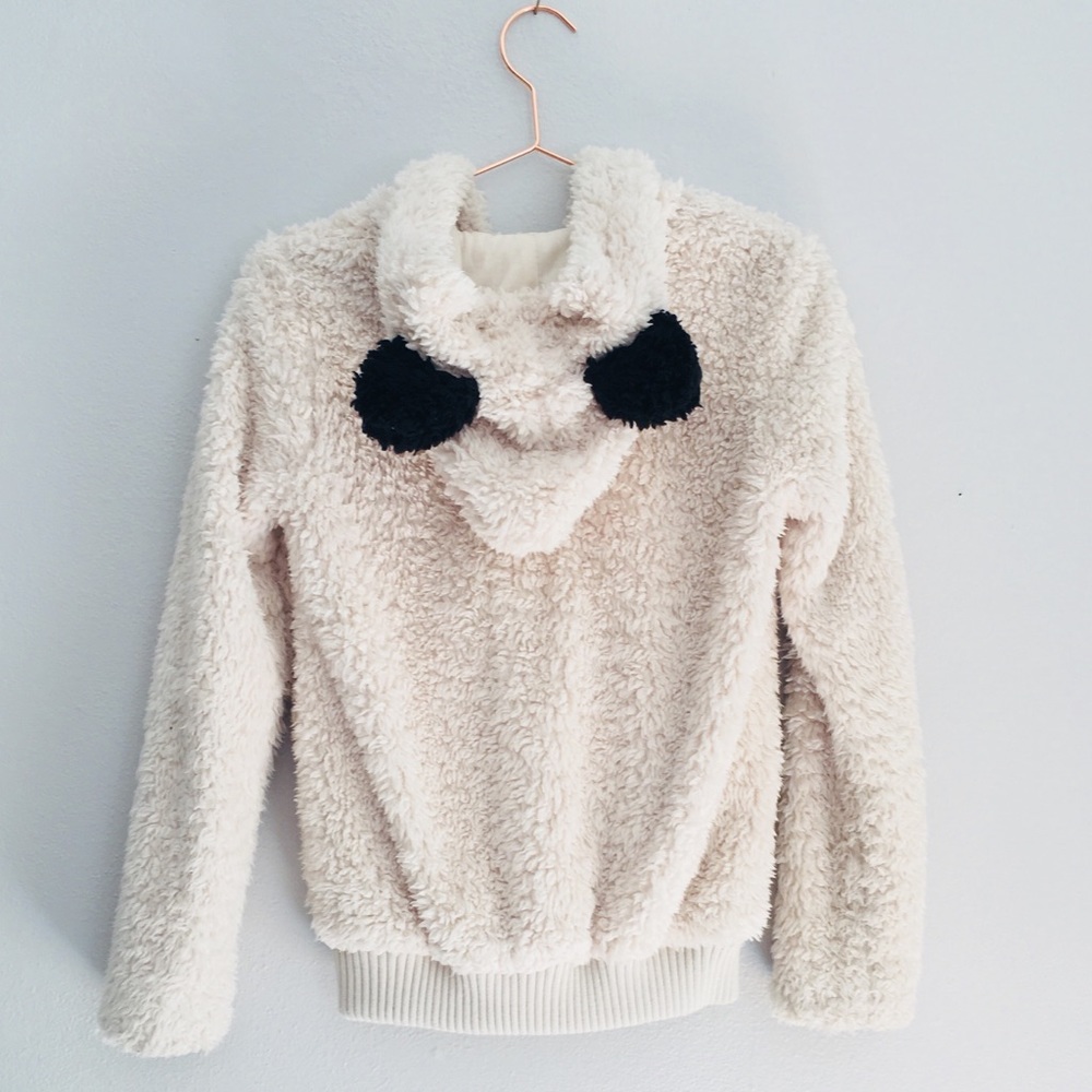 Faux Shearling Panda Hoodie with ears / Size S